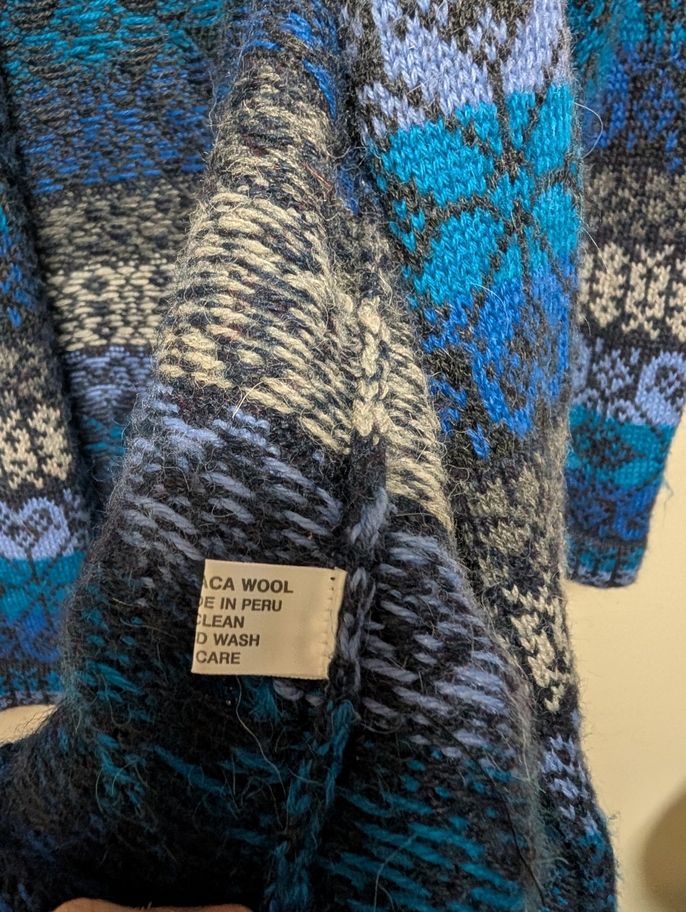 Alpaca Connection 100% Alpaca Cardigan Blue Fair Isle XL - Picture 6 of 11